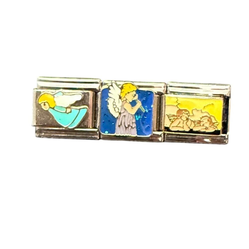 Angels Religious Italian Charm Link Bracelet 9mm Stainless Steel Y2K NEW